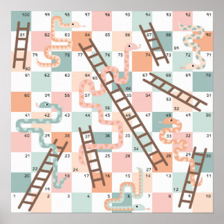 Slangen en ladders bordspel kinderen poster