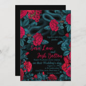 Slangen en rode rozen op zwart kaart (Voorkant / Achterkant)