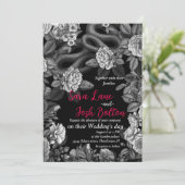 slangen en rozen, zwart-wit kaart (Staand voorkant)