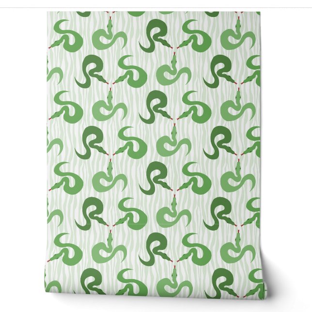 Slangen en strepen in het groen behang (Afrollen)