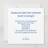 Slangen eten cake verjaardag uitnodiging, reptiel kaart (Achterkant)
