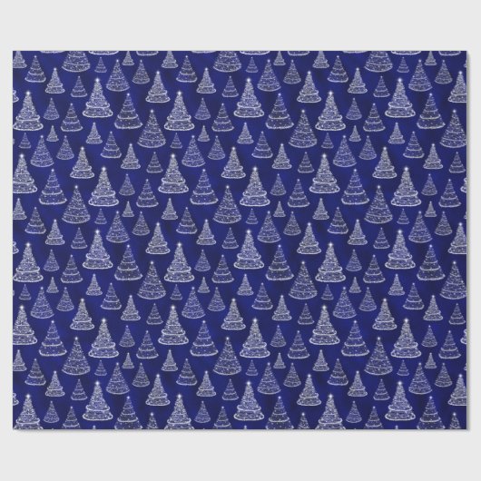 Slangen kerstbomen sterren Royal Blue Cadeaupapier (Vlak)