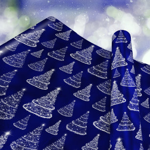Slangen kerstbomen sterren Royal Blue Cadeaupapier