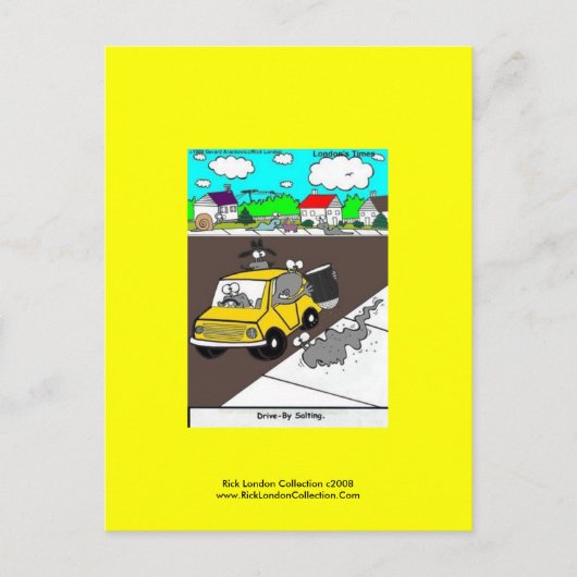 Slangen/slakken Cartoon Briefkaart "Rijden door zo (Voorkant)