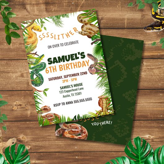 Slangen Thema Verjaardagsfeest Kaart