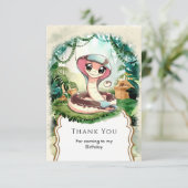 Slangen verjaardagsfeestje voor kinderen bedankkaart (Staand voorkant)