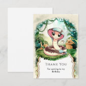 Slangen verjaardagsfeestje voor kinderen bedankkaart (Voorkant / Achterkant)