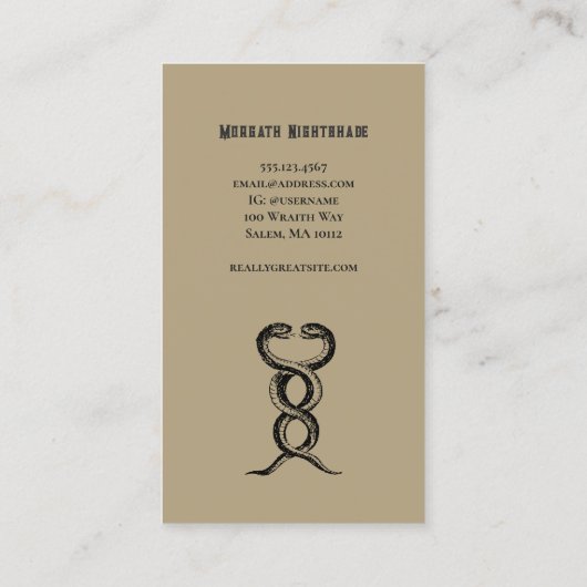 Slangen Visitekaartje (Achterkant)