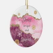 Slangen warm roze goudglittergas keramisch ornament (Rechts)