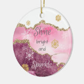 Slangen warm roze goudglittergas keramisch ornament (Links)