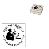 Slangenbezweerder en Cobra Ronde Bibliotheek Boekn Rubberstempel (Gestempeld)