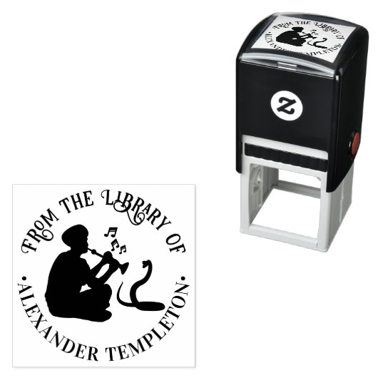 Slangenbezweerder en Cobra Ronde Bibliotheek Boekn Zelfinktende Stempel (In situ)