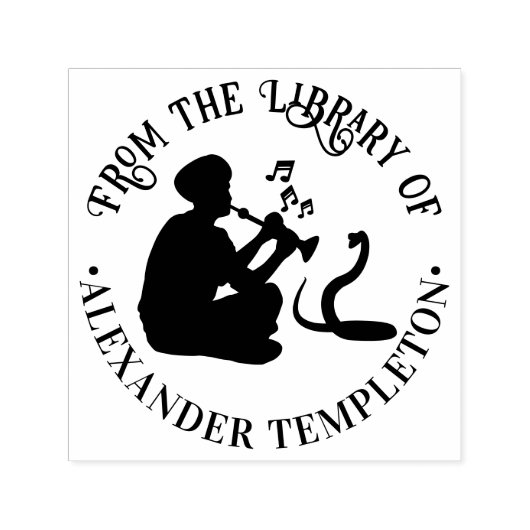 Slangenbezweerder en Cobra Round Bibliotheek Boekn Zelfinktende Stempel (Design)