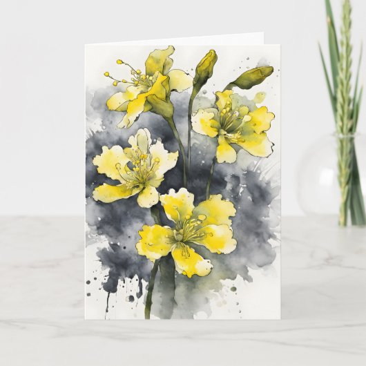 Slangenbloem - Waterverf bloemen Kaart (Voorkant)