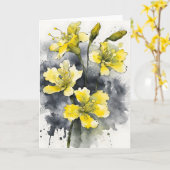 Slangenbloem - Waterverf bloemen Kaart (Gele Bloem)