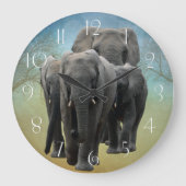 Slangend Elephant Baby Calf Grote Klok (Voorkant)