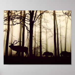Slangend silhouet, wilde beren na poster