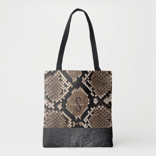 Slangenhuid en lederen monogram tote bag (Voorkant)