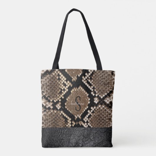 Slangenhuid en lederen monogram tote bag (Achterkant)