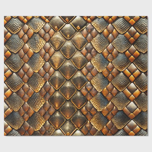 Slangenhuid goud en glitter cadeaupapier (Vlak)