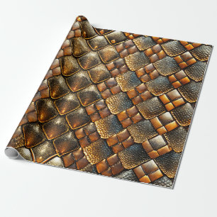 Slangenhuid goud en glitter cadeaupapier