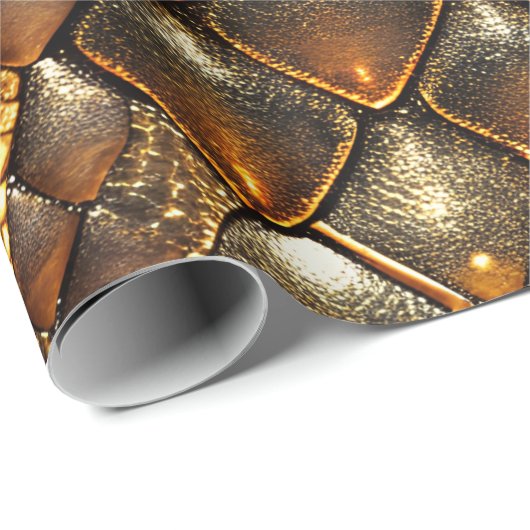 Slangenhuid goud en glitter cadeaupapier (Rol Hoek)