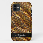Slangenhuid goud en glitter Case-Mate iPhone case (Achterkant)