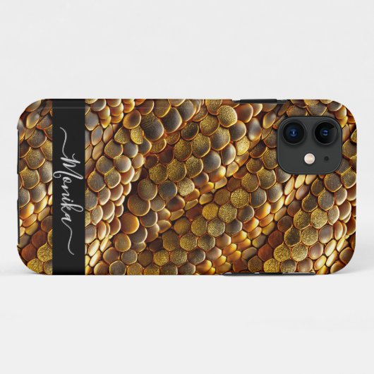 Slangenhuid goud en glitter Case-Mate iPhone case (Achterkant (horizontaal))