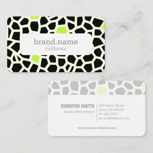 Slangenhuid Grijs Groen Mozaïek Patroon Modern Ont Visitekaartje (Voorkant / Achterkant)
