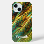 Slangenhuid groen en gouden ombre ontwerp Case-Mate iPhone case (Achterkant)