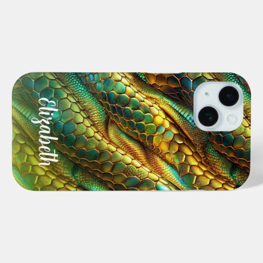 Slangenhuid groen en gouden ombre ontwerp Case-Mate iPhone case (Achterkant (horizontaal))