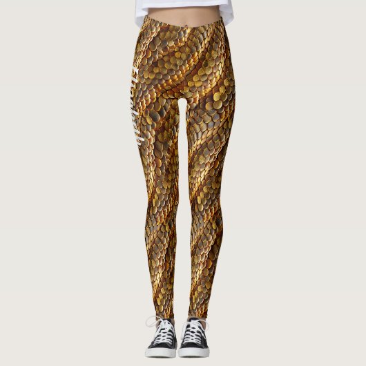 Slangenhuid groen en gouden ombre ontwerp leggings (Voorkant)