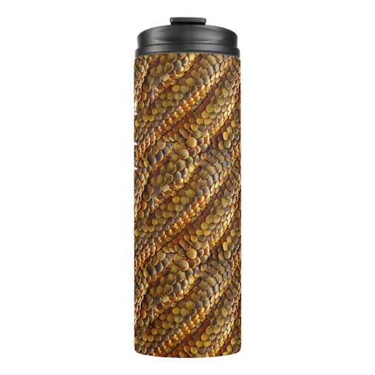 Slangenhuid groen en gouden ombre ontwerp thermosbeker (Voorkant)