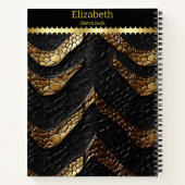 Slangenhuid: ingewikkeld zwart en goud notitieboek (Achterkant)