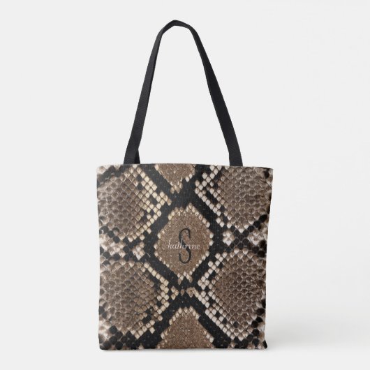 Slangenhuidmonogram Tote Bag (Achterkant)