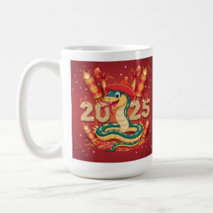 Slangenjaar 2025 houten slang  koffiemok