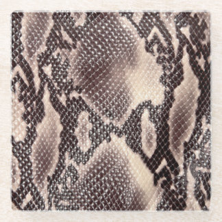 Slangenleer: naadloze bruine textuur glazen onderzetter