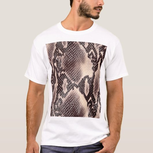 Slangenleer: naadloze bruine textuur t-shirt (Voorkant)