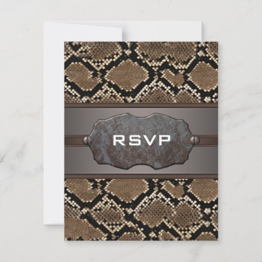 Slangenleer RSVP-reactiekaarten uitnodigingen (Voorkant)