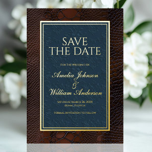 Slangenleer Victoriaans bruin Save The Date Folie Uitnodiging