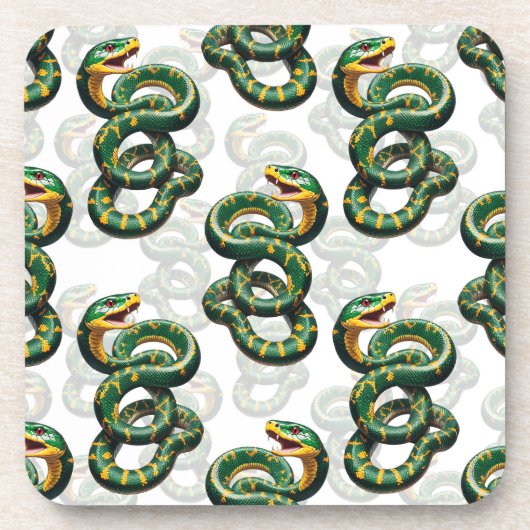 Slangenpatroonontwerp - Wit Bier Onderzetter (Voorkant)