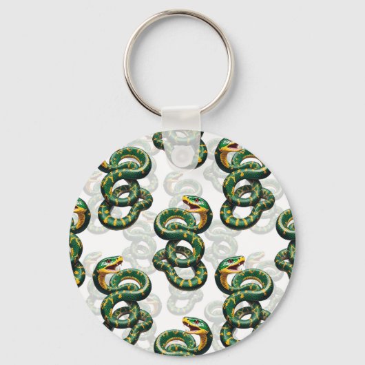 Slangenpatroonontwerp - Wit Sleutelhanger (Voorkant)
