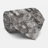 Slangenprint in grijs en zilver patroon stropdas (Opgerold)