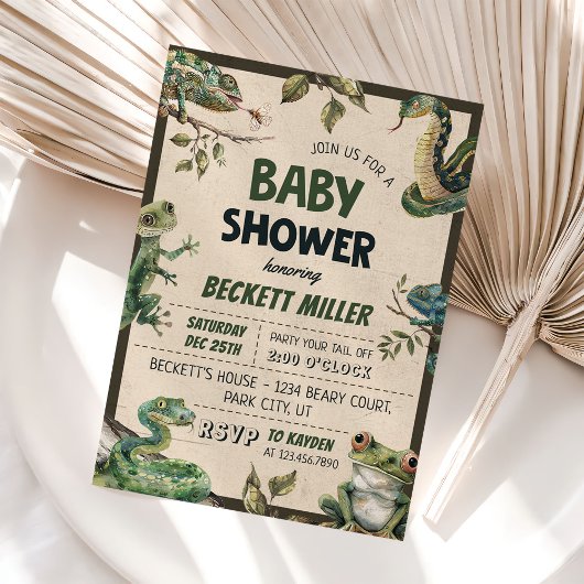 Slangenreptiel Baby shower Kaart