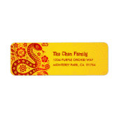 Slangenrood Folie Geel Chinees Lunar Nieuwjaar 202 Etiket (Voorkant)