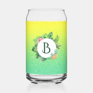 Slangenschubben en tropische fauna krans monogram blikvorm glas