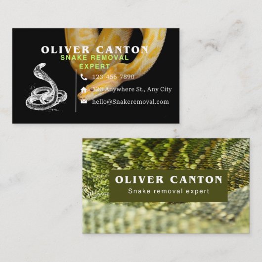 Slangenverwijderingsdeskundige Visitekaartje (Voorkant / Achterkant)