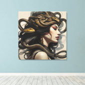 Slangenvrouw kunst canvas afdruk (Insitu (Houten vloer))