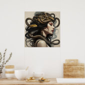 Slangenvrouw kunst poster (Keuken)