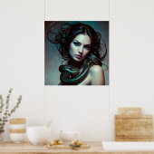 Slangenvrouw kunst poster (Keuken)
